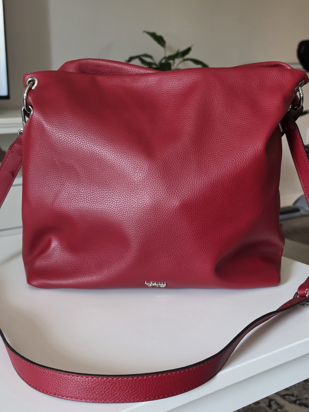 Leather Crossbody Shoulder Bag in Red
